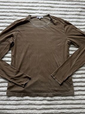Cotton Citizen Men's Brown Cotton Crew Neck Long Sleeve Standard Shirt Size M